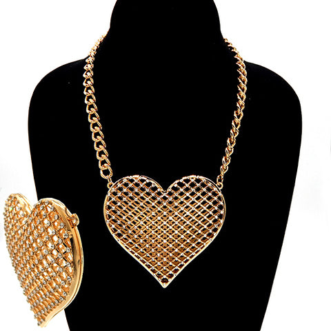 Fashion Heart Necklace #YN3671GDCLR (PC)
