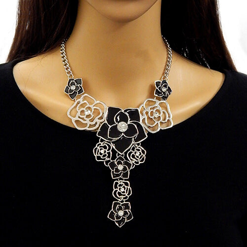 Fashion Flower Necklace #YN3722RDBLK  (PC)