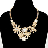 Fashion Floral Bee Statement Necklace #YN3758 - Multiple Colors (PC)