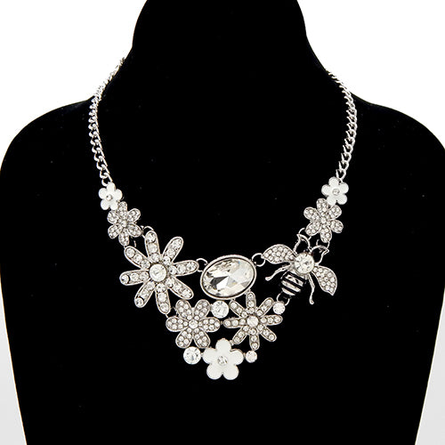 Fashion Floral Bee Statement Necklace #YN3758 - Multiple Colors (PC)