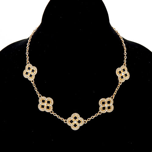 Fashion Clover Stone Chain Necklace #YN3761 - Multiple Colors (PC)