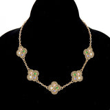 Fashion Clover Stone Chain Necklace #YN3761 - Multiple Colors (PC)