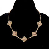 Fashion Clover Stone Chain Necklace #YN3761 - Multiple Colors (PC)
