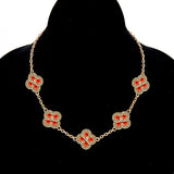Fashion Clover Stone Chain Necklace #YN3761 - Multiple Colors (PC)
