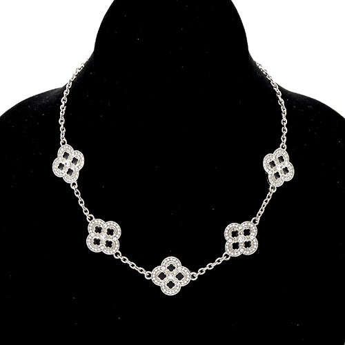 Fashion Clover Stone Chain Necklace #YN3761 - Multiple Colors (PC)