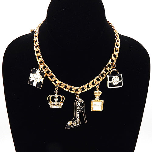 Fashion Dangling Charm Chain Necklace #YN3765 - Multiple Colors (PC)