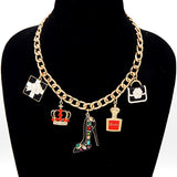 Fashion Dangling Charm Chain Necklace #YN3765 - Multiple Colors (PC)
