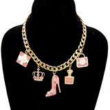 Fashion Dangling Charm Chain Necklace #YN3765 - Multiple Colors (PC)