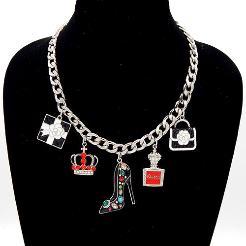 Fashion Dangling Charm Chain Necklace #YN3765 - Multiple Colors (PC)