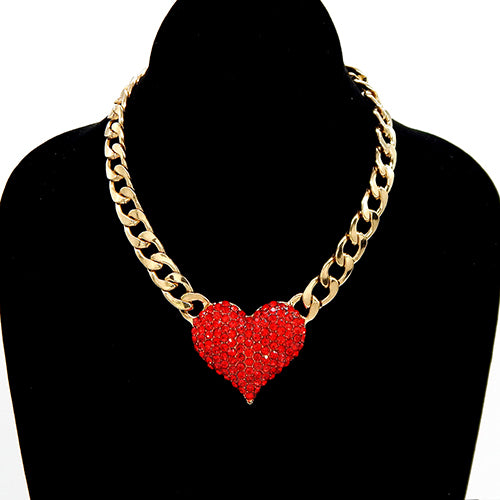 Fashion Rhinestone Heart Necklace #YN9091 - Multiple Colors (PC)