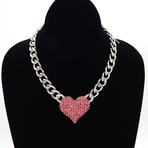 Fashion Rhinestone Heart Necklace #YN9091 - Multiple Colors (PC)