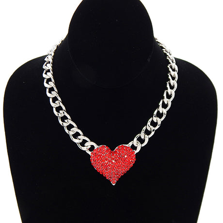 Fashion Rhinestone Heart Necklace #YN9091 - Multiple Colors (PC)