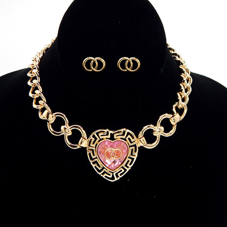 Fashion Heart Necklace Set #YS2626 - Multiple Colors (PC)