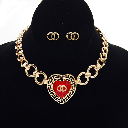 Fashion Heart Necklace Set #YS2626 - Multiple Colors (PC)