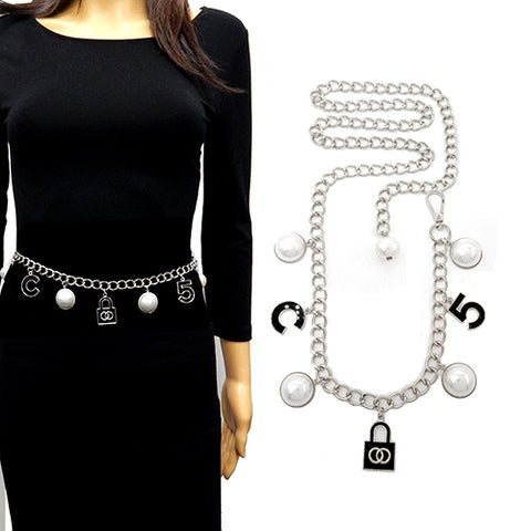 Fashion Pearl Design Chain Belt #YT2073 - Multiple Colors (PC)