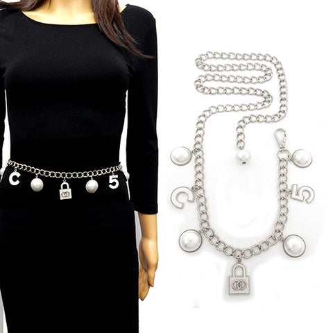 Fashion Pearl Design Chain Belt #YT2073 - Multiple Colors (PC)