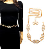 Fashion Crystal "D" Shape Chain Belt #YT2075 - Multiple Colors (PC)