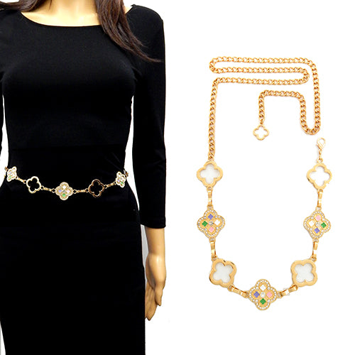 Fashion Clover Stone Chain Belt #YT2081 - Multiple Colors (PC)