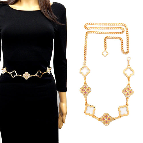 Fashion Clover Stone Chain Belt #YT2081 - Multiple Colors (PC)