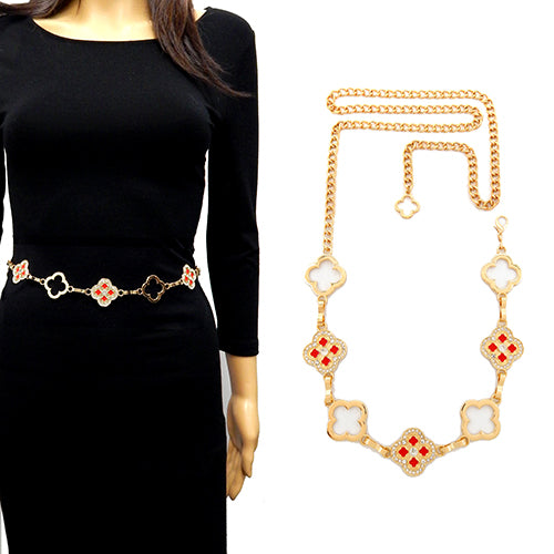 Fashion Clover Stone Chain Belt #YT2081 - Multiple Colors (PC)