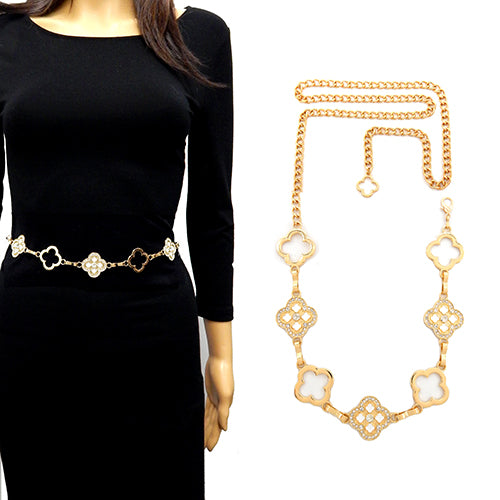 Fashion Clover Stone Chain Belt #YT2081 - Multiple Colors (PC)