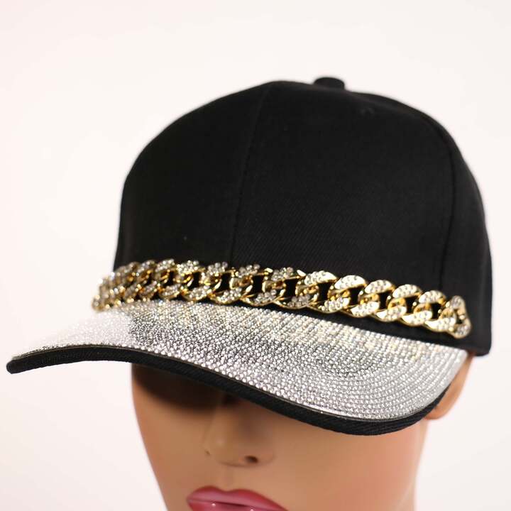 Fashion Hat W/ Rhinestones #HAT1092 - Black (PC)