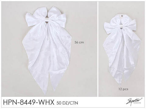 Fashion Long Tail Strand Hairbows #HPN8449WHX - White (12PC)