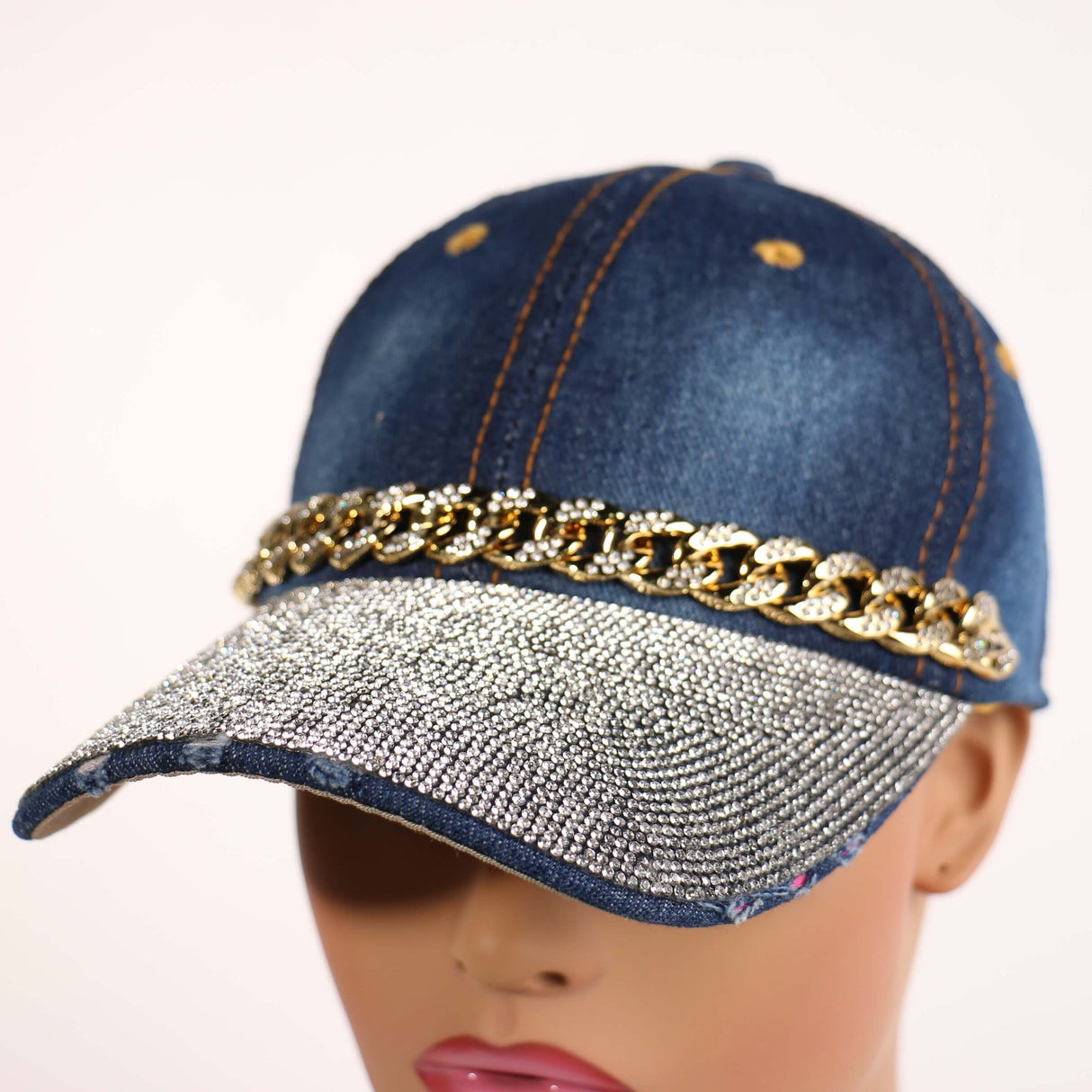 Fashion Denim Hat W/ Rhinestones #LH3440 - Multiple Colors (PC)