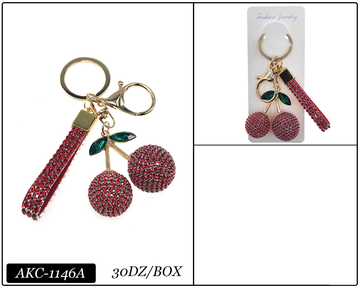 Cherry Rhinestone Keychain (PC)