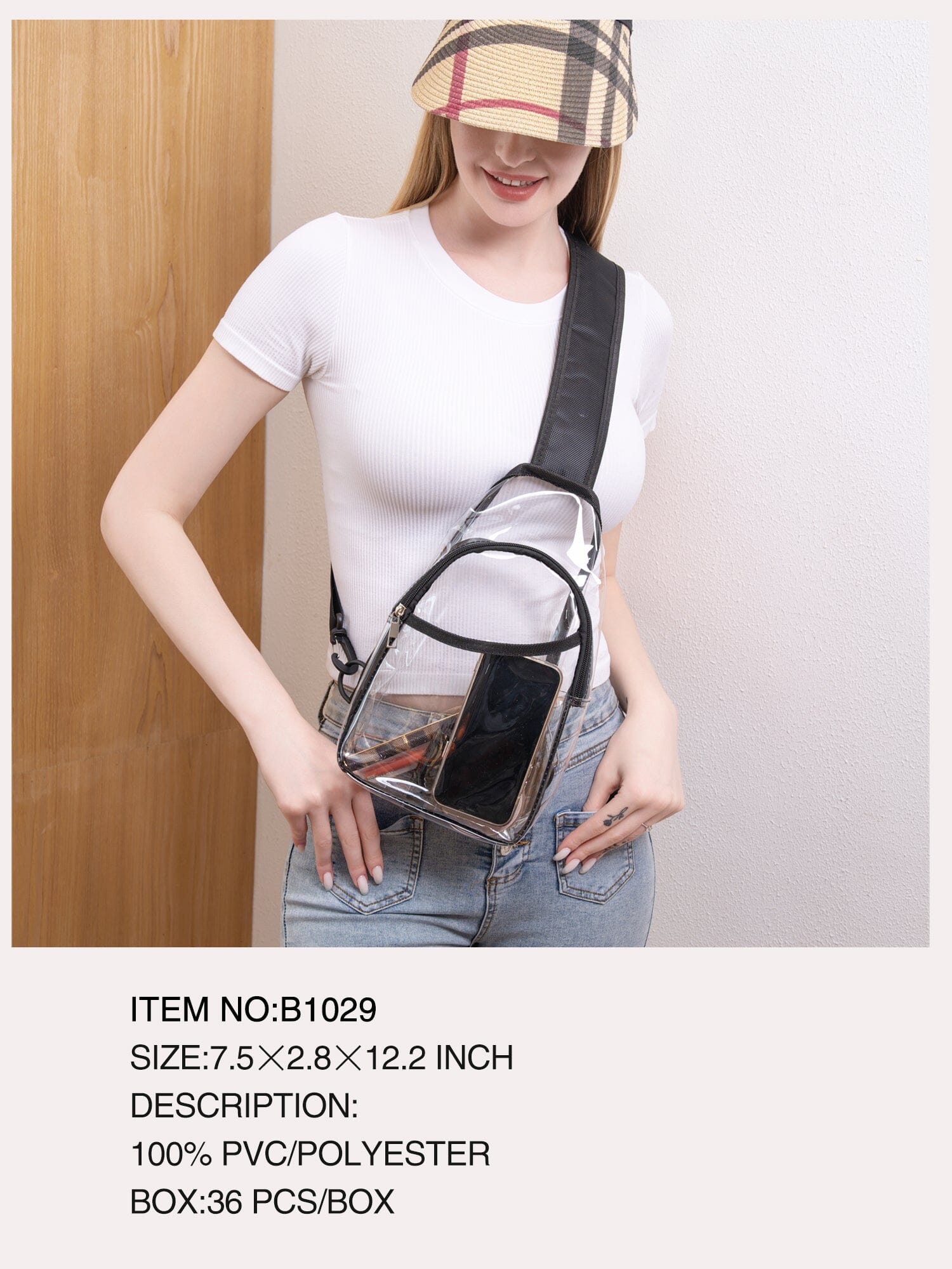 Fashion Clear Crossbody Bag #B1029 (PC)