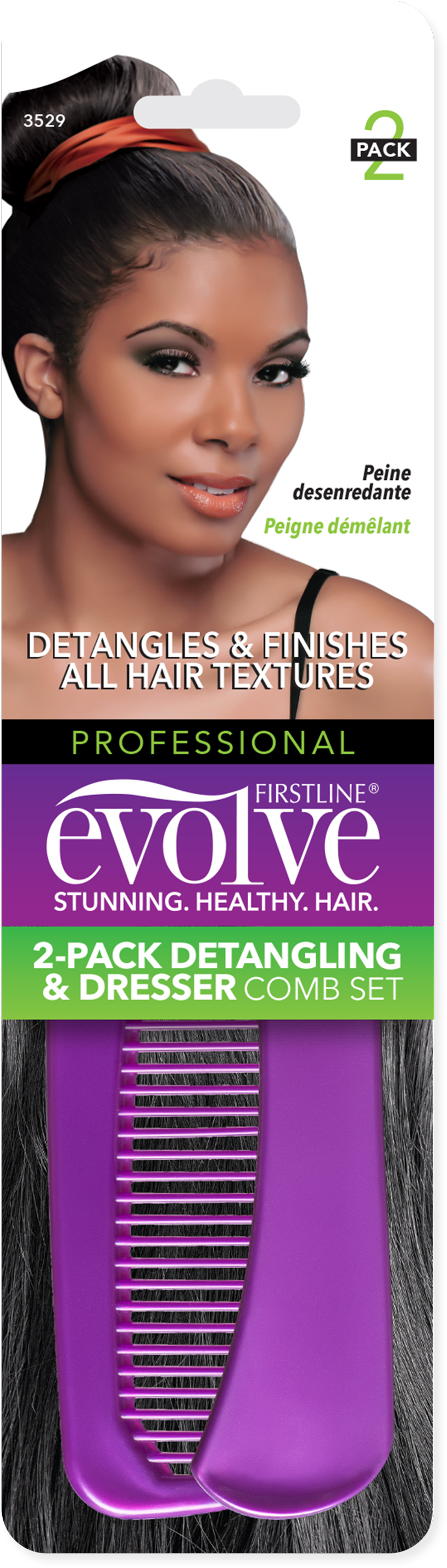 #3529 Evolve 2 Pack Detangling & Dresser Comb Set (12PC)