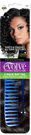 #3357 Evolve 2-Pack Rat Tail Wide Tooth Comb Set (12PC)