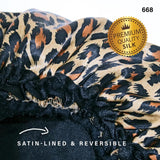 #668 Evolve Black Cheetah Satin Bonnet (6PC)