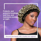 #668 Evolve Black Cheetah Satin Bonnet (6PC)