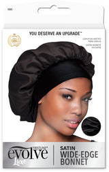 #1661 Evolve Satin Wide-Edge Bonnet / Black (6PC)