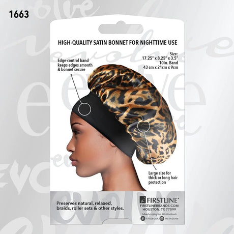 #1666 Evolve Satin Wide-Edge Bonnet / Leopard (6PC)