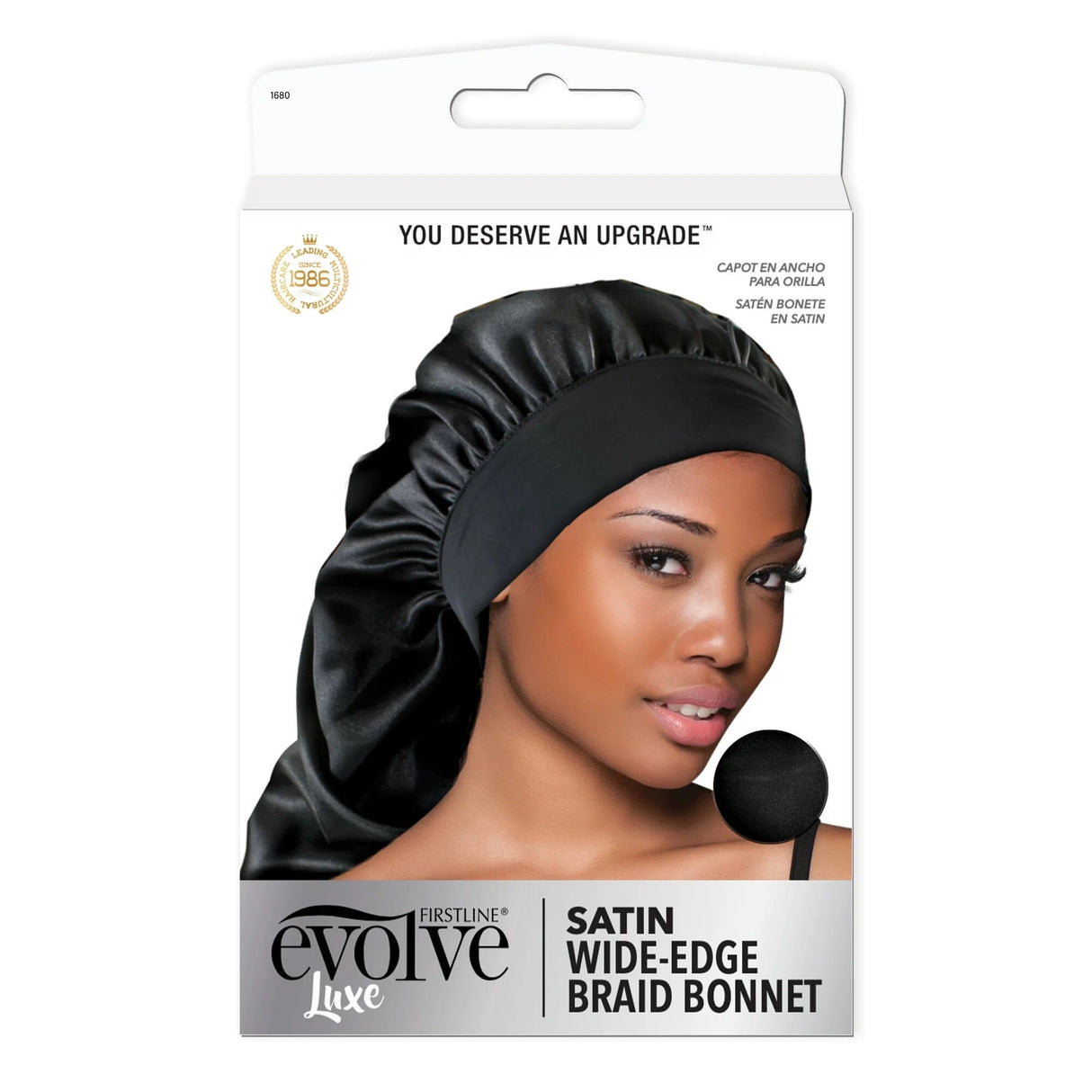 #1680 Evolve Wide Edge Braid Bonnet / Black (6PC)