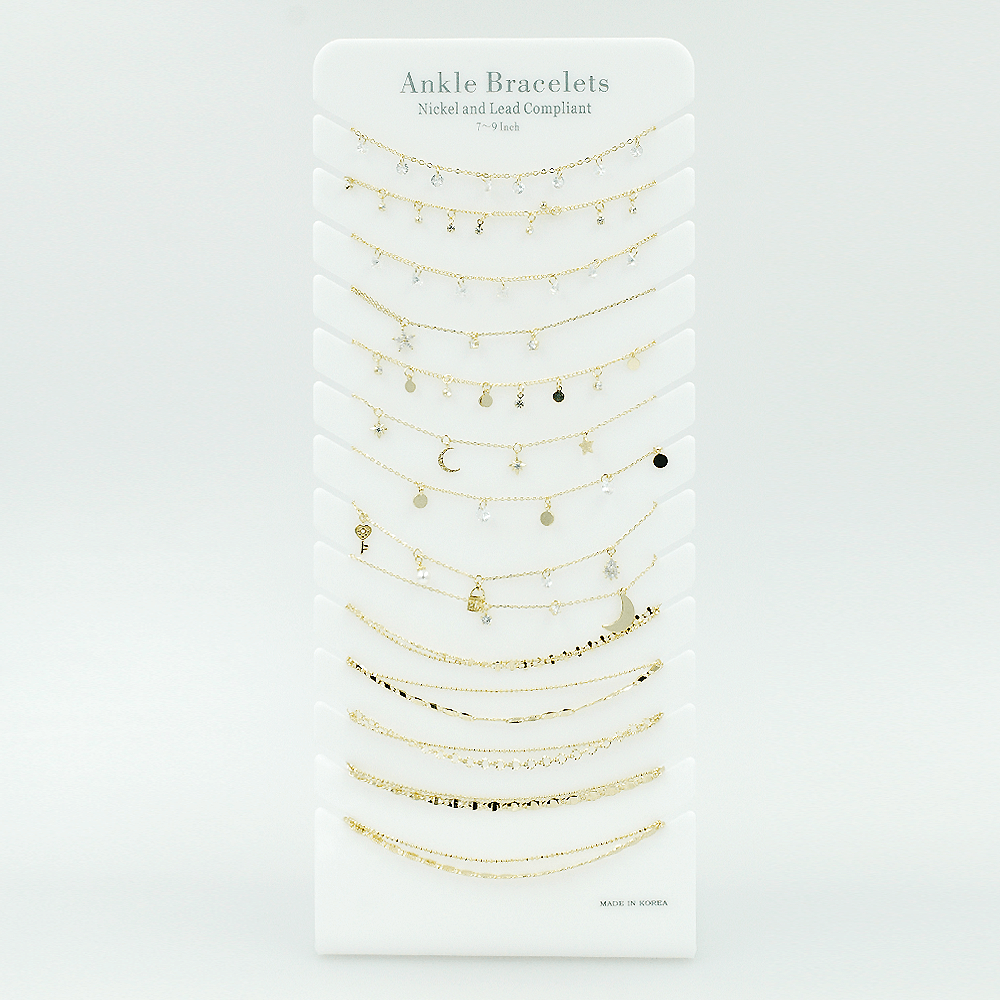 Premium Night Chain Anklet Display #900-043G (14PC)