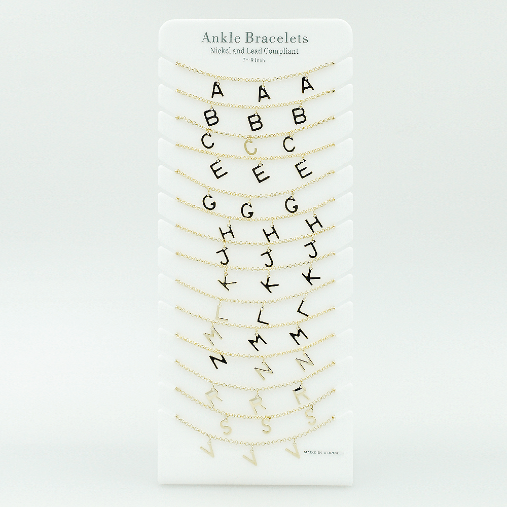 Premium Chain Initials Anklet Display #900-044G (14PC)