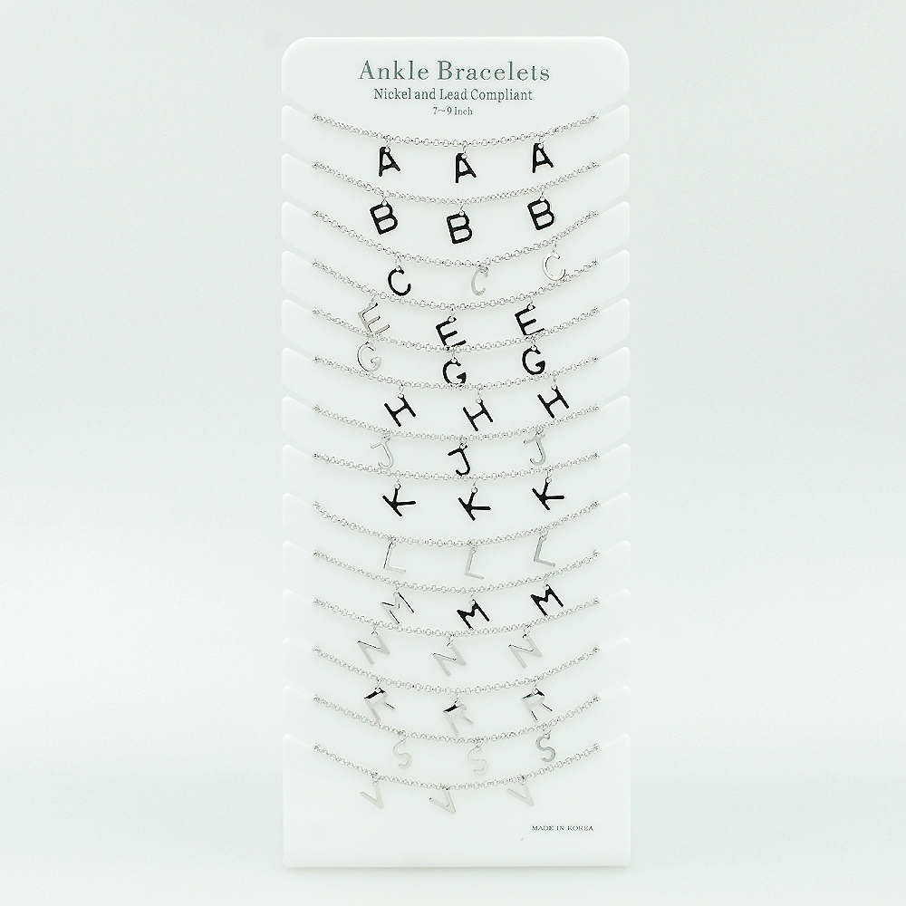 Premium Chain Initials Anklet Display #900-044W (14PC)
