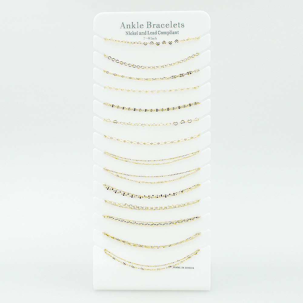 Premium Basics Chain Anklet Display #900-048G (14PC)