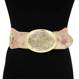 Fashion Wide Oval Buckle Belt #KM1646 - Multiple Colors (PC)