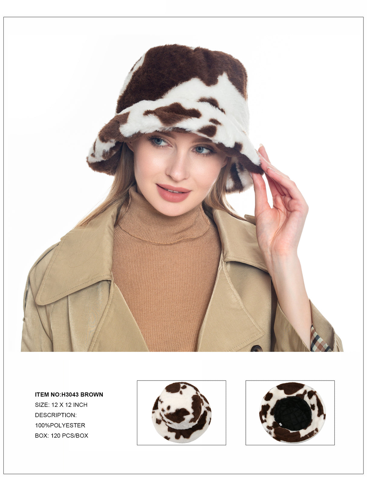 Fashion Fuzzy Bucket Hat #H3043 - Brown (PC)
