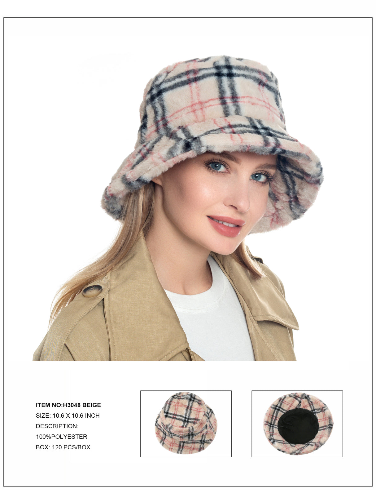 Fashion Fuzzy Bucket Hat #H3048 - Beige (PC)