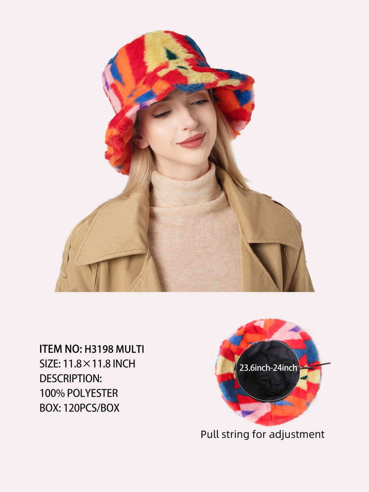 Fashion Fuzzy Bucket Hat #H3198 - Multicolor (PC)