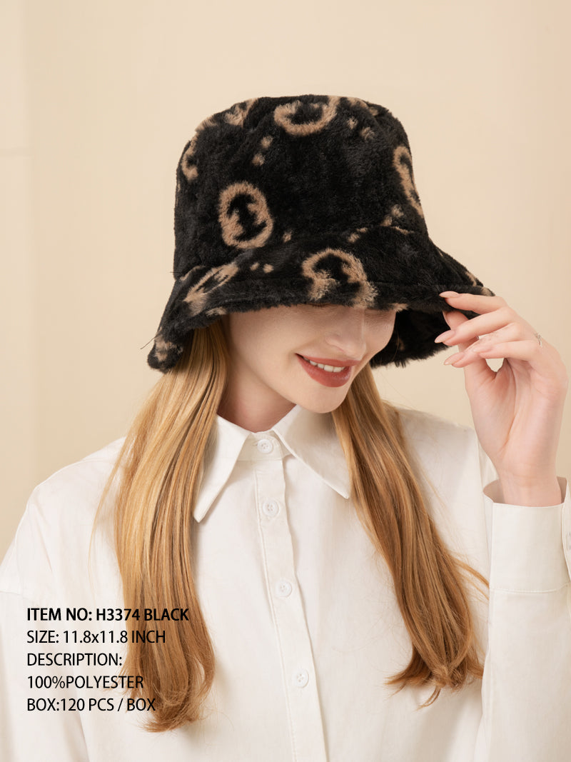 Fashion Fuzzy Bucket Hat #H3374 - Black (PC)