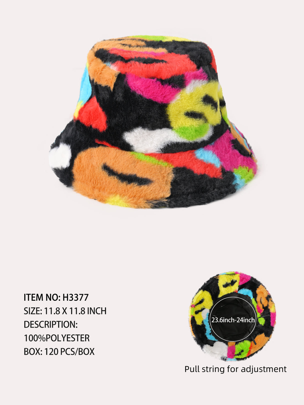 Fashion Fuzzy Bucket Hat #H3377 - Multicolor (PC)