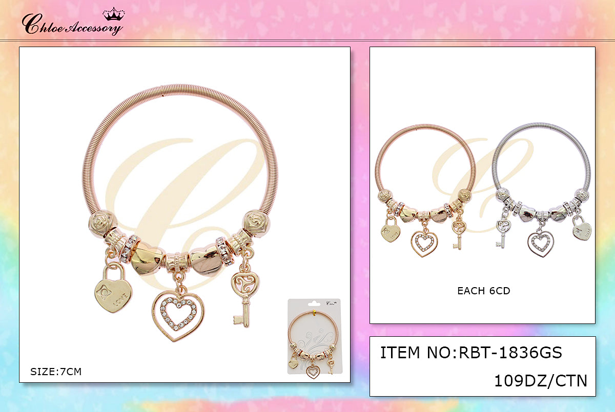 Design Charm Bracelets by the Dozen #RBT1836GS (12PC)