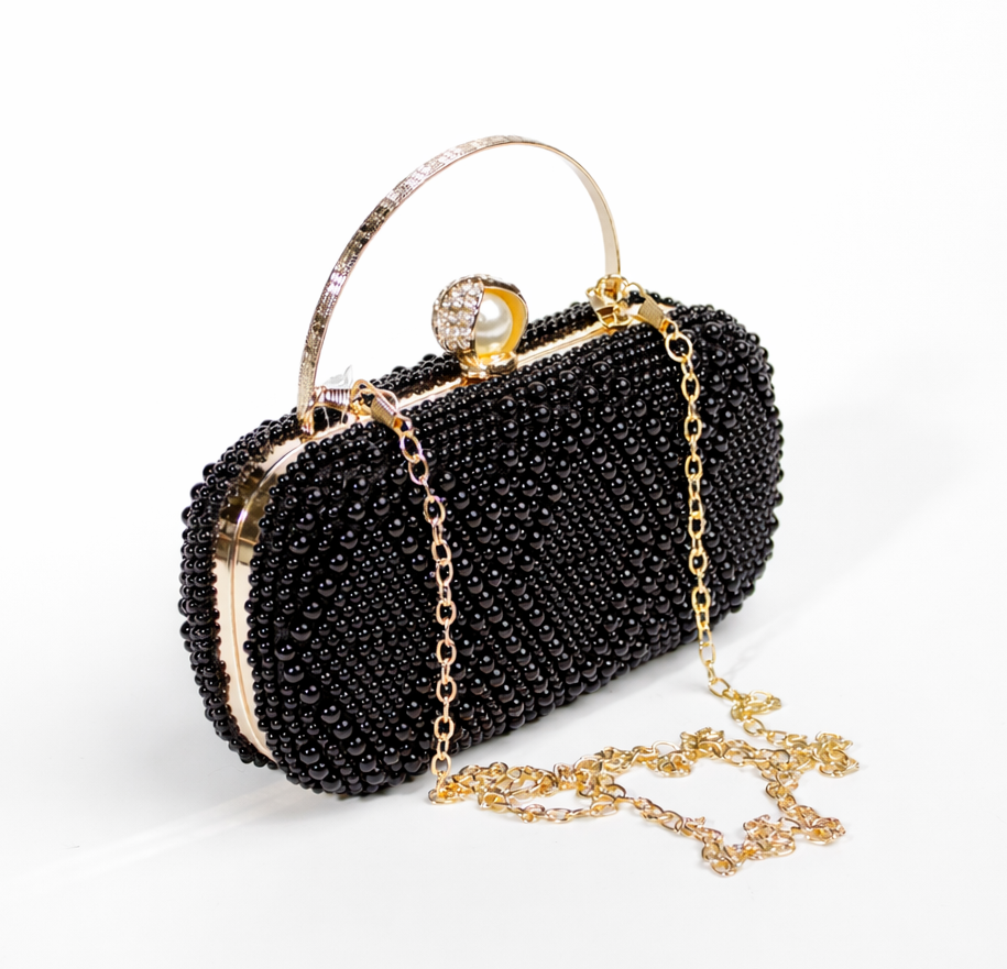 Fashion Beaded Evening Black Clutch Bag #RHCLTCH02-BK (PC)