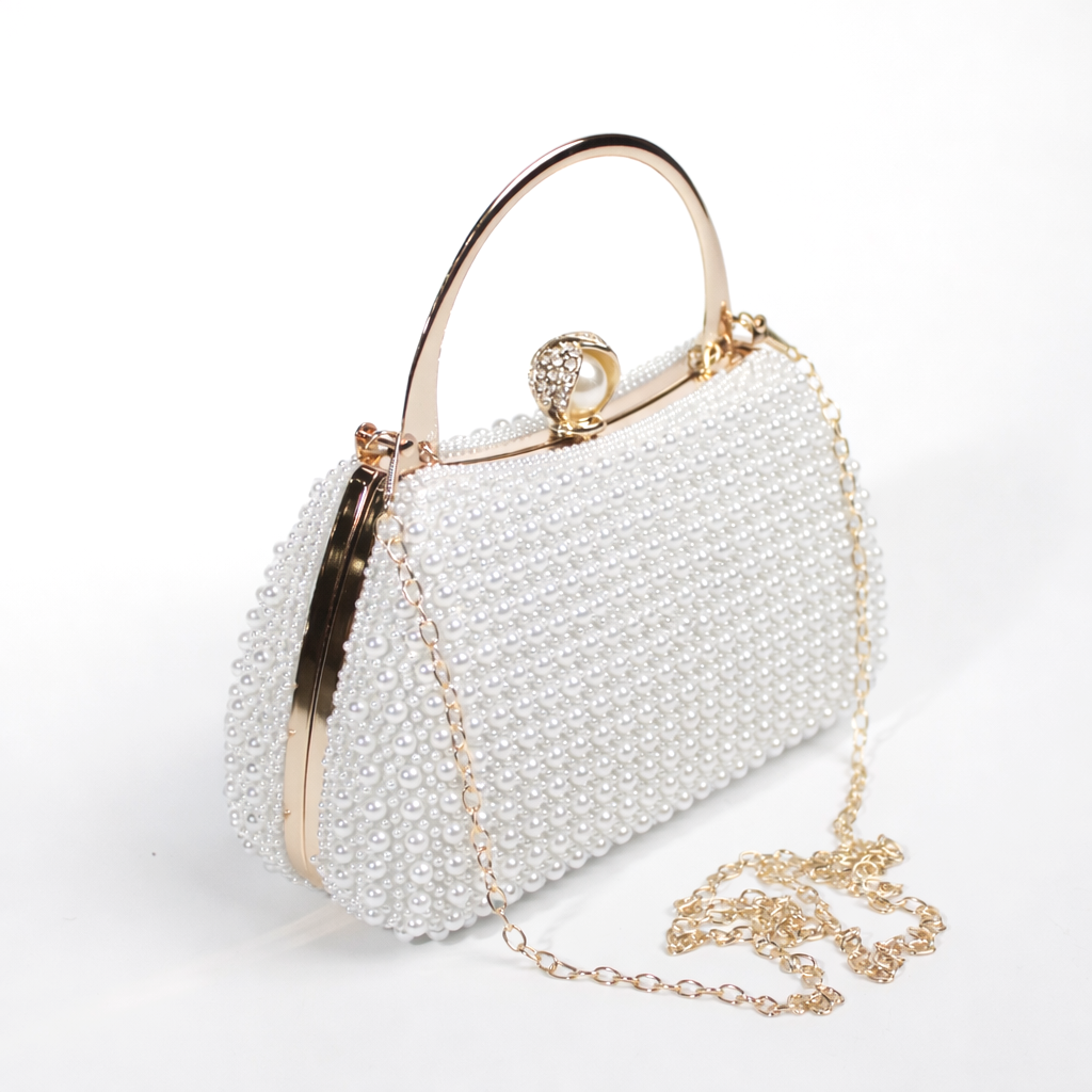 Fashion Structured Beaded Silver Clutch Bag #RHCLTCH04-SL (PC)